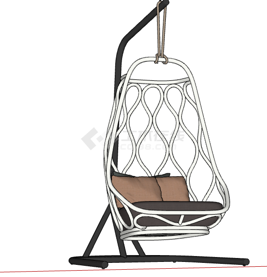中式现代立式白色网状吊椅su模型-图一
