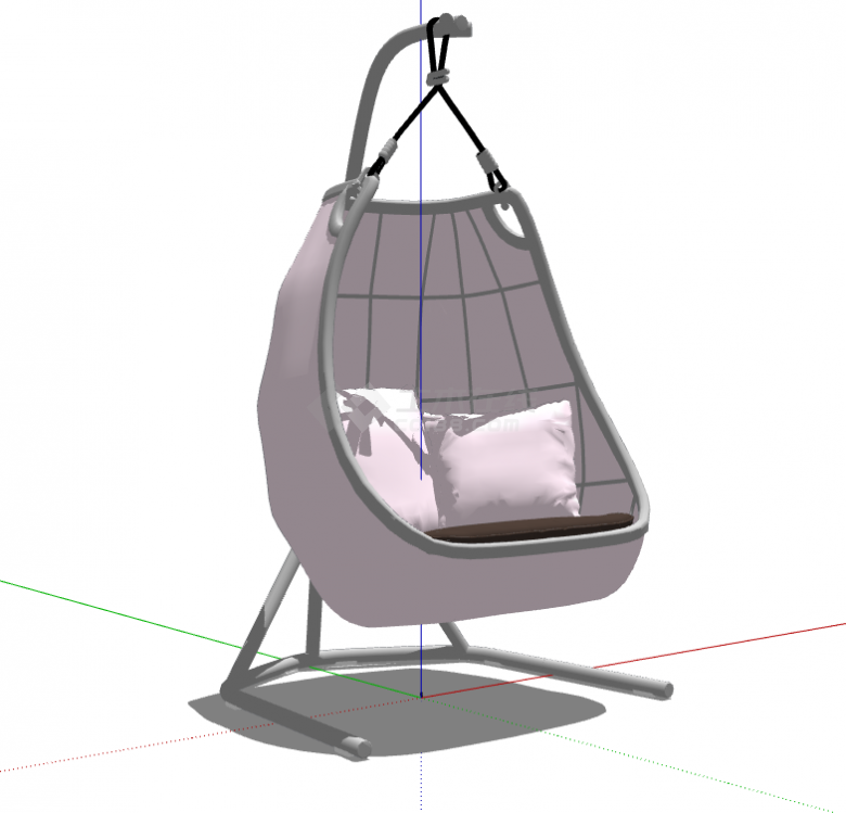 粉色靠枕现代舒适立式吊椅su模型-图二