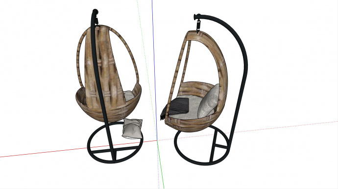 简欧现代带支架木质吊椅su模型_图1