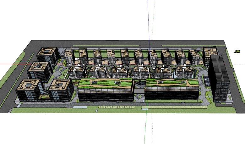 大型繁华的商业街建筑su模型-图一