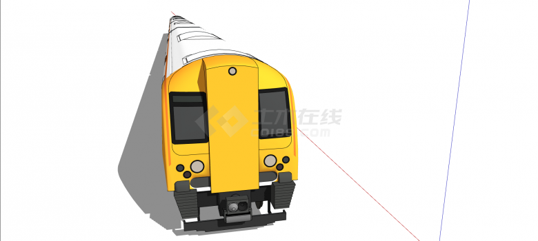 现代单台黄白色火车su模型-图二