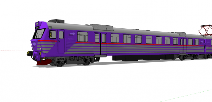 现代紫色天线火车su模型_图1