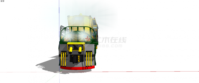 黄色欧式蒸汽式火车头su模型-图二