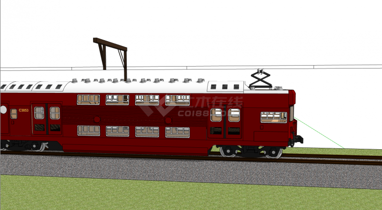 悬浮式棕色火车厢 su模型-图二