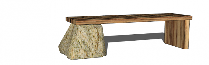 简约木制石桌石凳su模型_图1