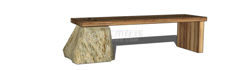 简约木制石桌石凳su模型-图一