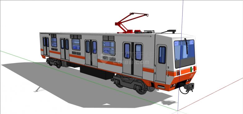 外观白色主打橙色点缀底盘较高有轨电车su模型-图二