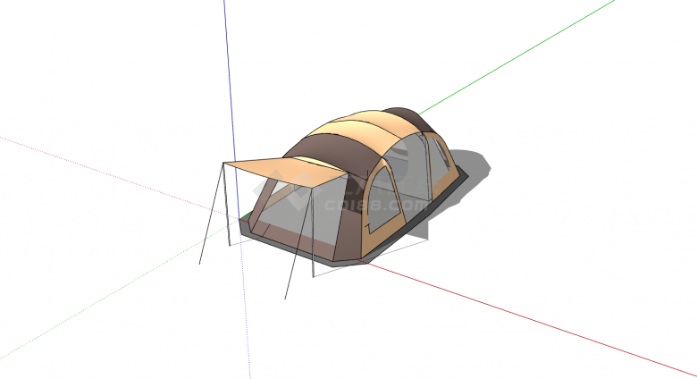 现代半圆形棕色帐篷su模型-图二
