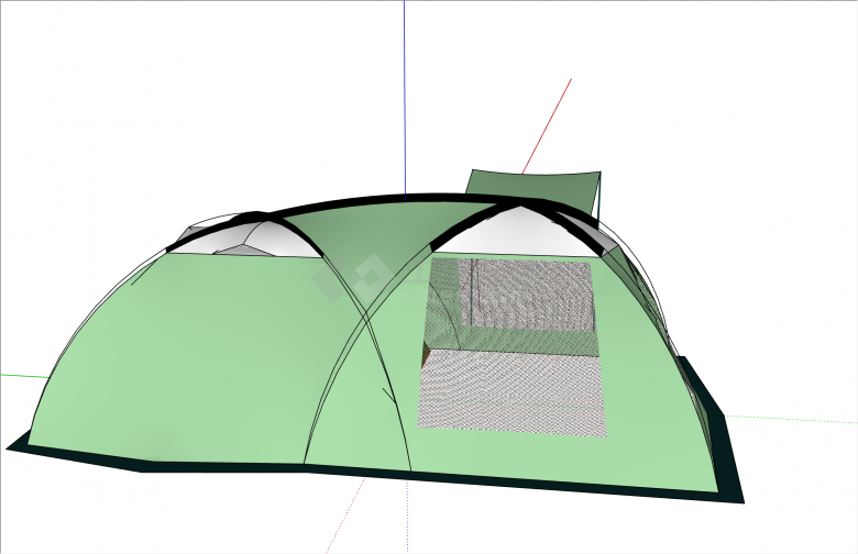 绿色半圆现代露营帐篷su模型-图二