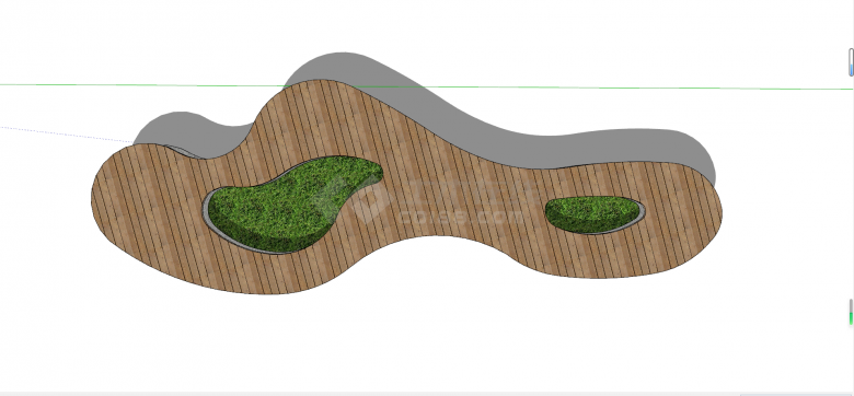 异型曲线石材创意树池座椅su模型-图二