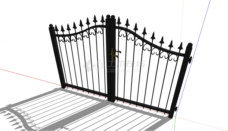 欧式大门经典铁艺门su模型-图二
