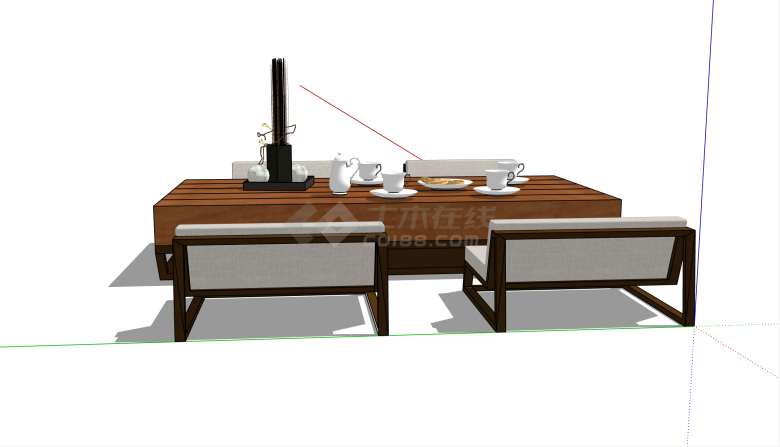 现代下午茶桌椅户外家具su模型-图一
