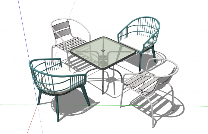 创新铁艺现代的风格桌椅组合su模型_图1