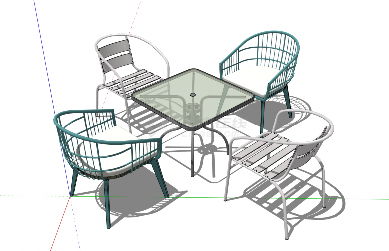 创新铁艺现代的风格桌椅组合su模型-图一