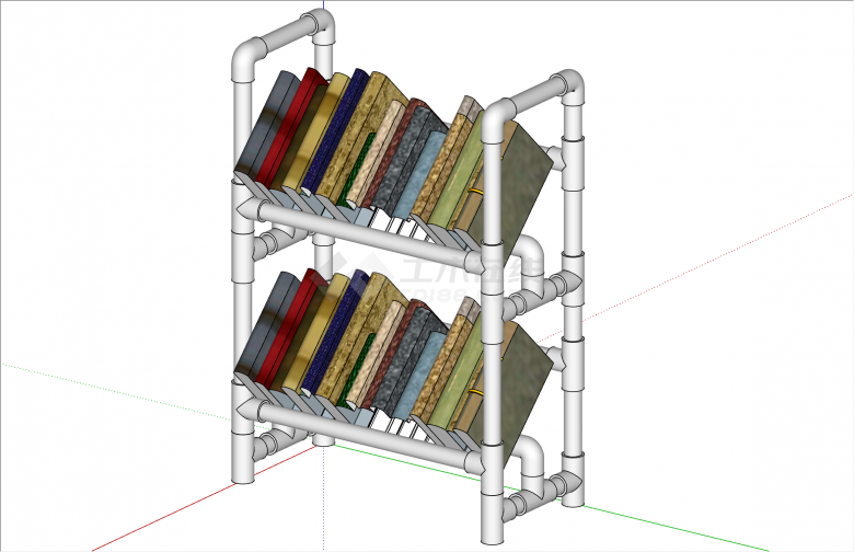 创意塑料管拼接书架书柜su模型-图二