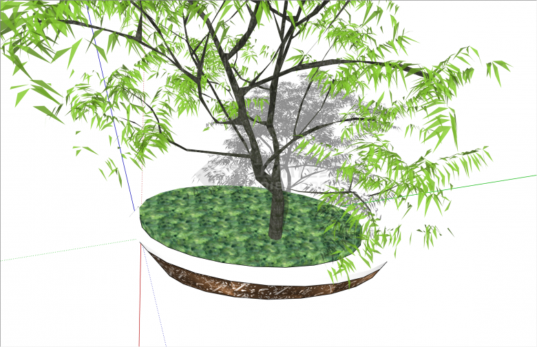 创意椭圆形斜面树池座椅su模型-图二