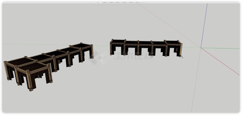  Su model of grid fan brown structure rack and flower rack - Figure 2