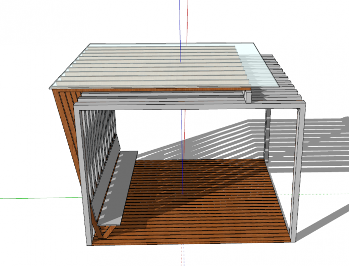 玻璃顶带凳子的廊架su模型_图1