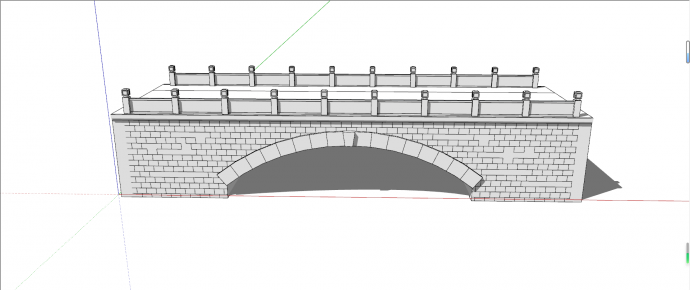 现代拱形平桥石拱桥su模型_图1