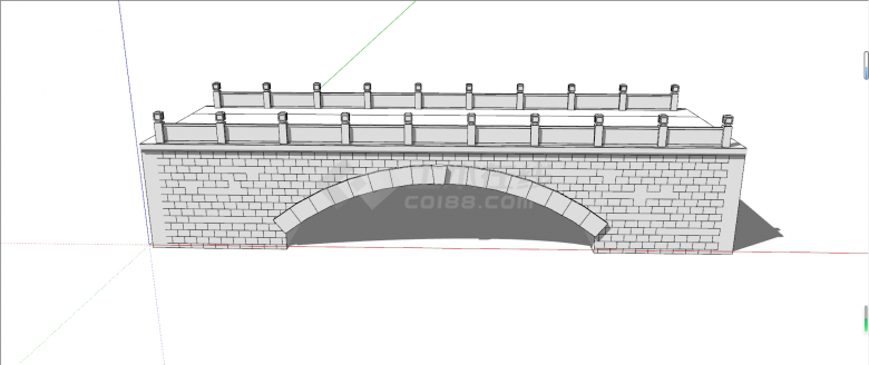 现代拱形平桥石拱桥su模型-图一