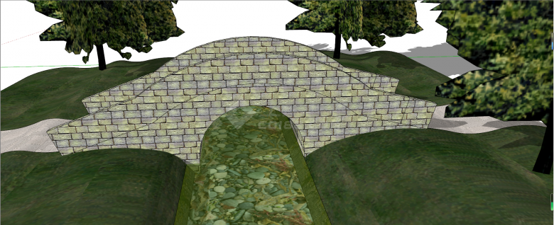 现代圆弧空腹式石拱桥su模型-图二