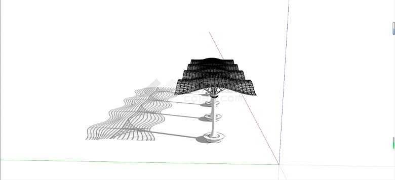 现代波浪状镂空顶构筑物su模型-图二