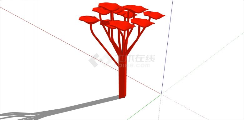 红色创意景观小品现代公园构筑物su模型-图二