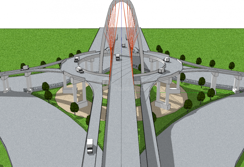 城市建设高速路立交桥道路su模型-图二