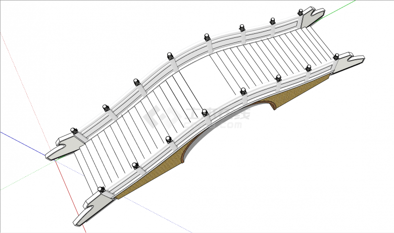 中式古典白色拱桥su模型-图二