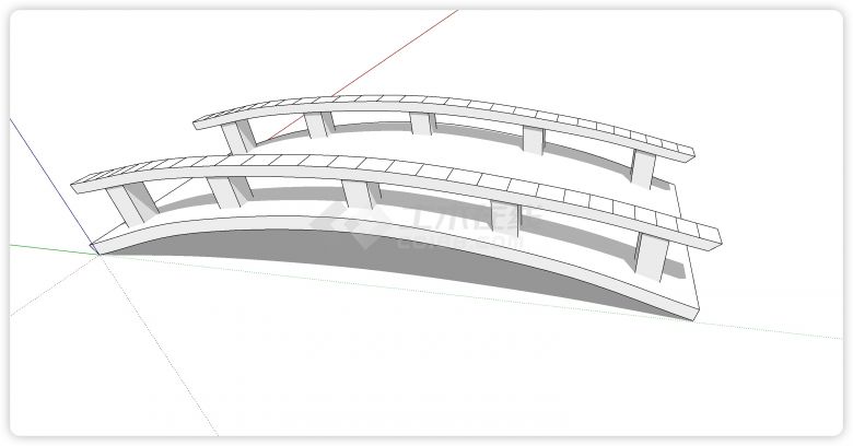石膏矮护栏拱桥su模型-图二