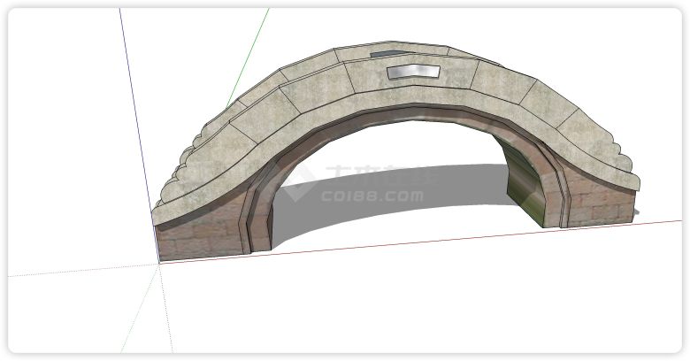 单门大理石护栏拱桥su模型-图二