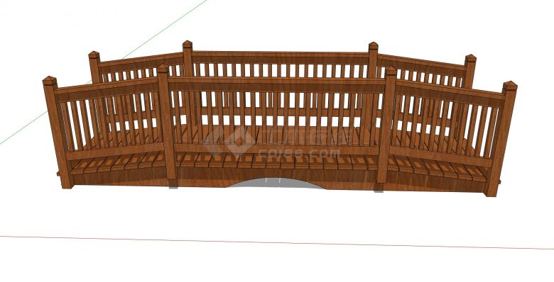 朴素高栏杆木拱桥su模型-图二