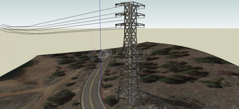 四脚铁焊接大型高电力线铁塔su模型-图二