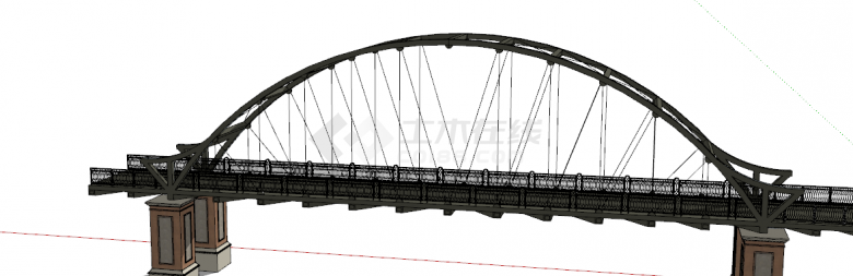 黑色复古精致铁路桥su模型-图二