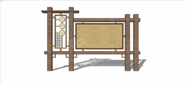 中式古典景区入口标识su模型-图一