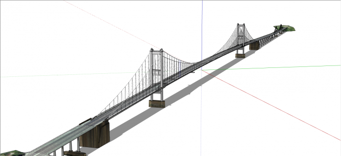 现代联排悬空悬索桥su模型_图1