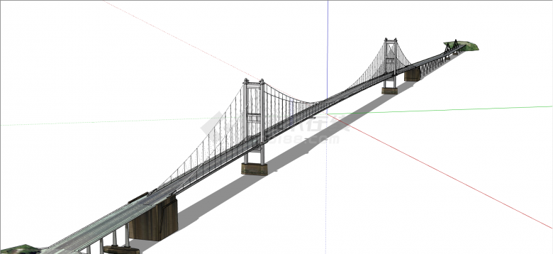 现代联排悬空悬索桥su模型-图一