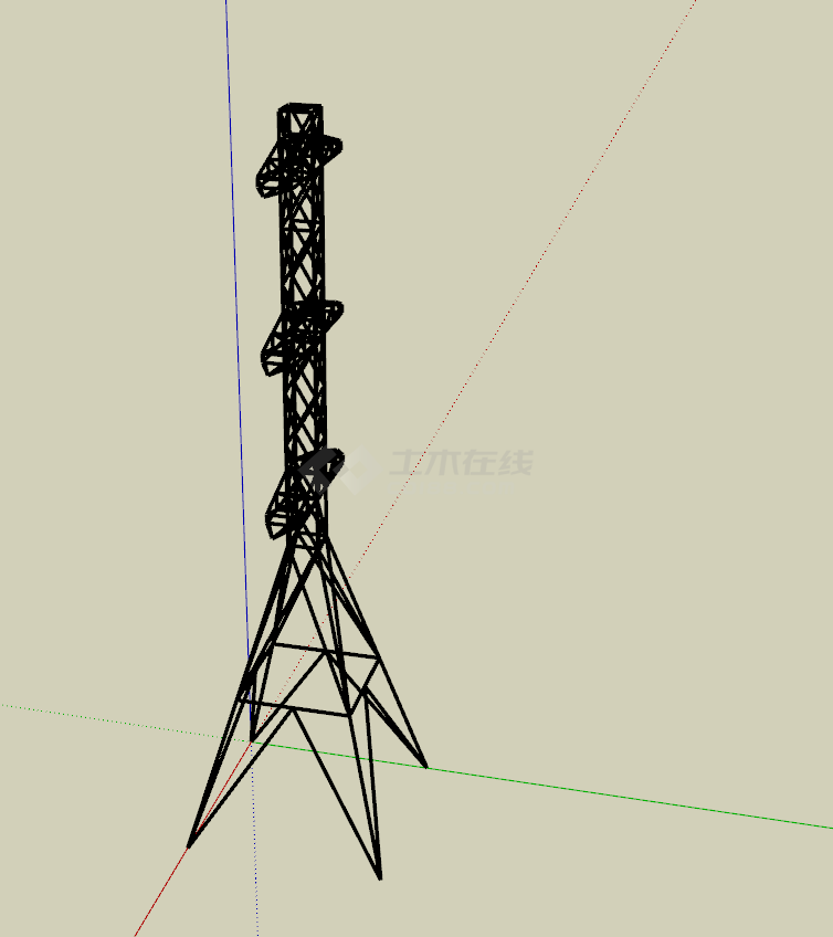 高层的现代电力铁塔su模型-图二