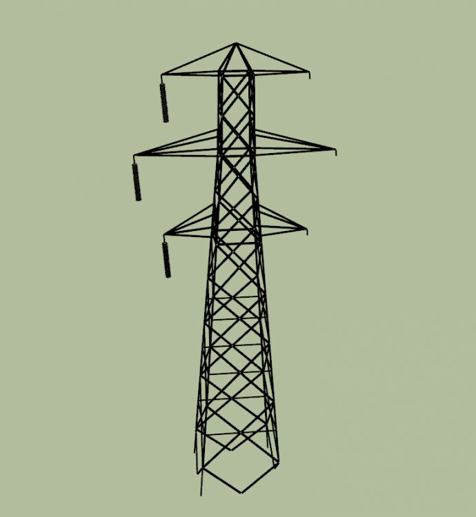 三层单侧架线铁塔su模型_图1