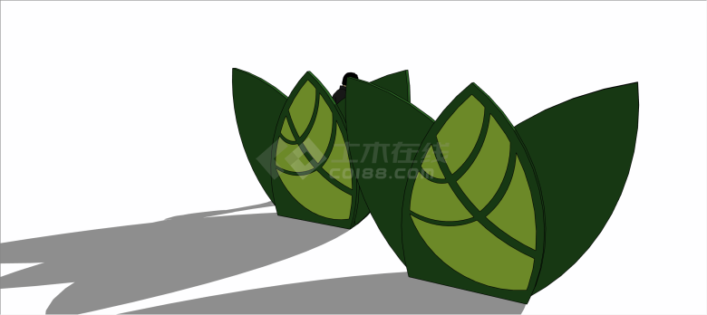 现代绿色树叶造型入口标识su模型-图二