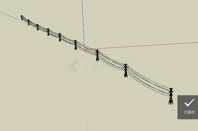 一条黑色现代电力线铁塔su模型-图二