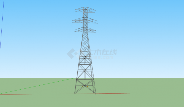 大型高塔电力线铁塔su模型 -图二