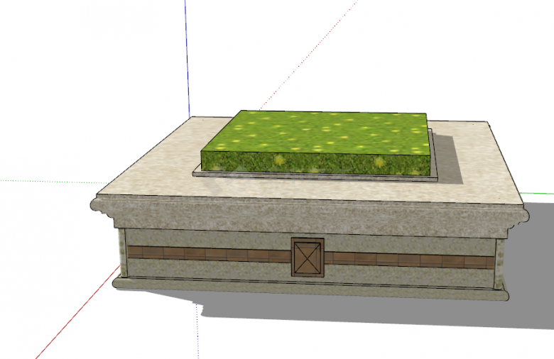 现代石墩方形树池su模型-图二