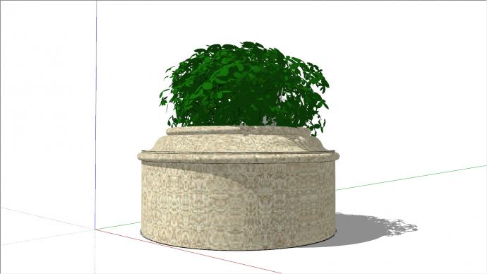 小绿树圆形树池su模型_图1