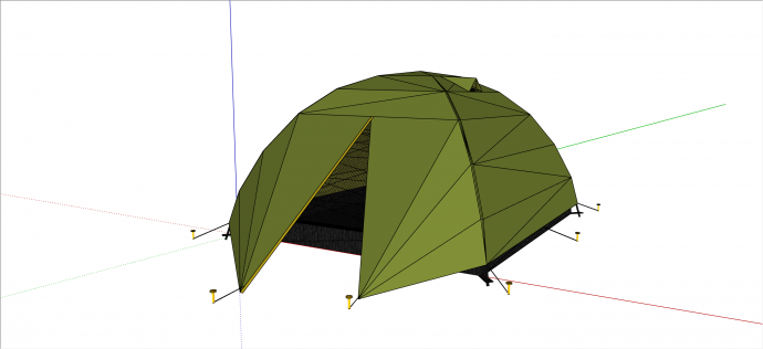 现代绿色经典家用野外用帐篷su模型_图1