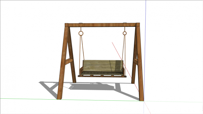 棕色的长条座椅的秋千椅子su模型_图1