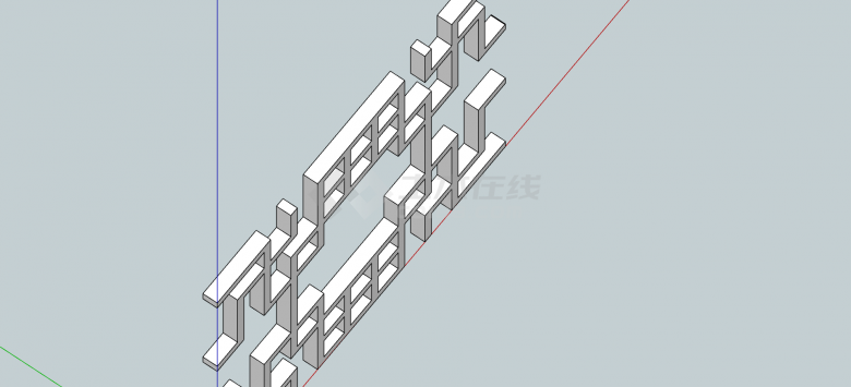 简约中式大方窗花格 su模型-图二
