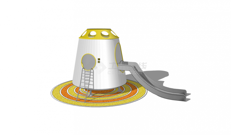 小型宇宙飞船儿童游乐设备su模型-图一