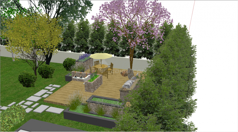 别墅带泳池庭院景观su模型-图二