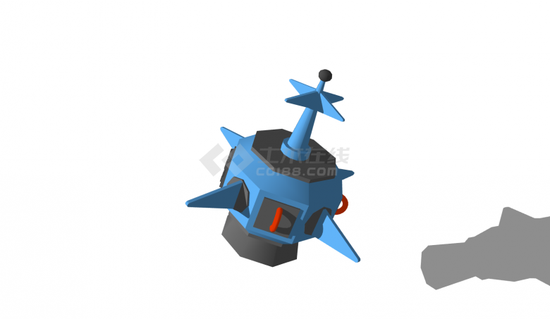 蓝色飞机型儿童游乐设备su模型-图二